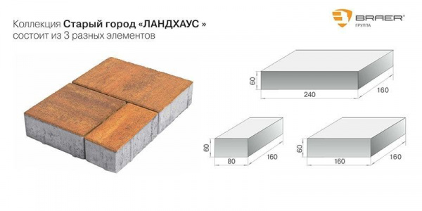 Тротуарная плитка Браер Старый город Ландхаус Колор микс Прайд